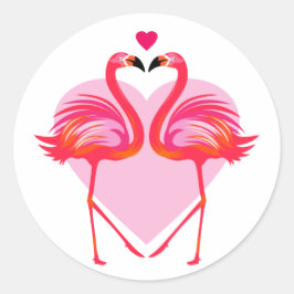 Flamingovogels met hartframe van liefde ronde sticker