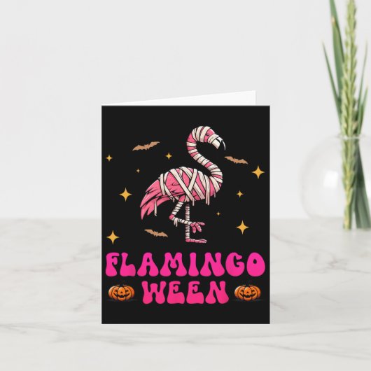 Flamingoween Flamingo Mummy Halloween Enge Kostuum Kaart (Voorkant)