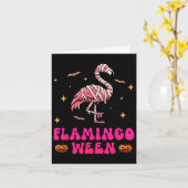 Flamingoween Flamingo Mummy Halloween Enge Kostuum Kaart (Gele Bloem)