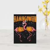 Flamingoween Pompoen Flamingo's Grappige Vogel Hal Kaart (Gele Bloem)