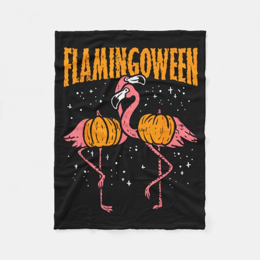Flamingoween Pumpkin Flamingos Funny Bird Hallowee Fleece Deken (Voorkant)