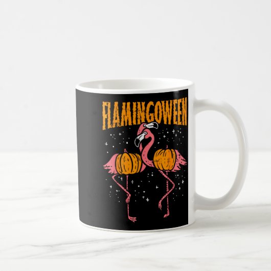 Flamingoween Pumpkin Flamingos Funny Bird Hallowee Koffiemok (Rechts)
