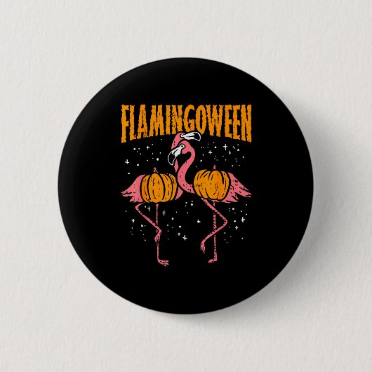 Flamingoween Pumpkin Flamingos Funny Bird Hallowee Ronde Button 5,7 Cm (Voorkant)