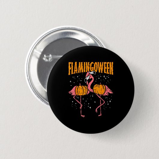 Flamingoween Pumpkin Flamingos Funny Bird Hallowee Ronde Button 5,7 Cm (Voorkant /achterkant)