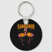 Flamingoween Pumpkin Flamingos Funny Bird Hallowee Sleutelhanger (Voorkant)
