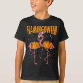 Flamingoween Pumpkin Flamingos Funny Bird Hallowee T-shirt (Voorkant)