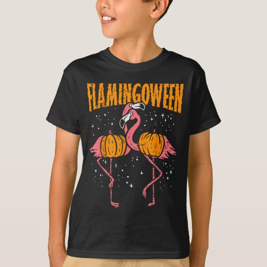 Flamingoween Pumpkin Flamingos Funny Bird Hallowee T-shirt (Voorkant)