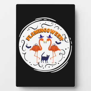 Flamingoween Vintage Pompoen Flamingo Heks Fotoplaat