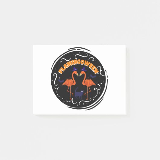 Flamingoween Vintage Pompoen Flamingo Heks Post-it® Notes (Voorkant)