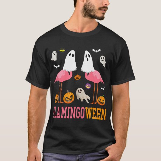 Flamingown Grappige Boo Ghost Flamingo Halloween C T-shirt (Voorkant)