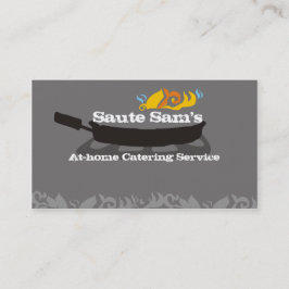 Flamingpan skillet chef catering biz-kaarten visitekaartje