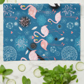 Flamingpatroon van de paardenbloemen theedoek (Gevouwen)