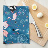 Flamingpatroon van de paardenbloemen theedoek (Quarter Fold)