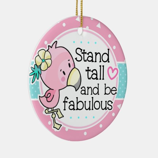 Flamingstandaard hoog en licht roze keramisch ornament (Rechts)