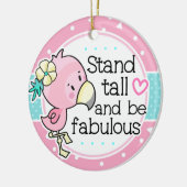 Flamingstandaard hoog en licht roze keramisch ornament (Links)