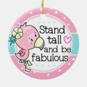 Flamingstandaard hoog en licht roze keramisch ornament (Achterkant)