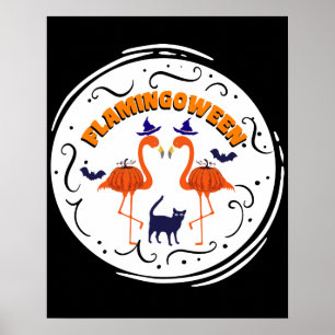 Flamingtussen  pompoen Flamingo Witch Poster