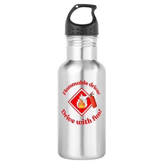 Flammable Driver Trucker Gift | Funny ADR Hazmat Waterfles (Voorkant)
