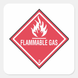 Flammable gas warning vierkante sticker