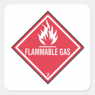 Flammable gas warning vierkante sticker