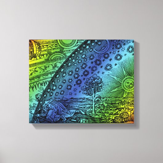 Flammarion Hemel en Aarde Gravure Kunstwerk Canvas Afdruk (Voorkant)