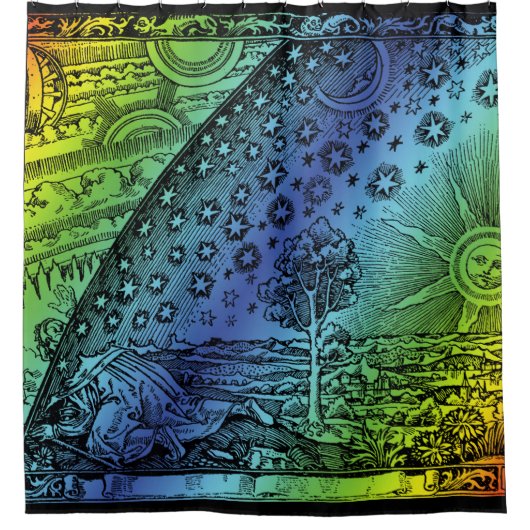 Flammarion Hemel en Aarde Gravure Kunstwerk Douchegordijn (Voorkant)