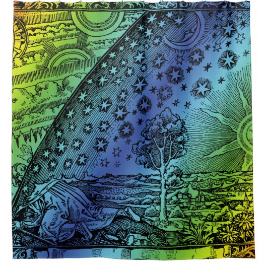 Flammarion Hemel en Aarde Gravure Kunstwerk Douchegordijn (Voorkant)