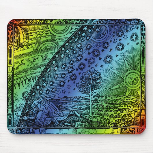 Flammarion Hemel en Aarde Gravure Kunstwerk Muismat (Voorkant)