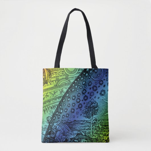 Flammarion Hemel en Aarde Gravure Kunstwerk Tote Bag (Voorkant)