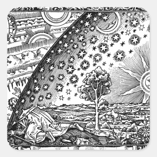  Flammarion Illustratie van het Universum Vierkante Sticker (Voorkant)