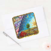 Flammarion Woodcut Flat Earth Design 2017 Vierkante Sticker (Envelop)