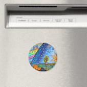 Flammarion Woodcut Flat Earth Design Square COLOR Magneet (Insitu (Vaatwasser))