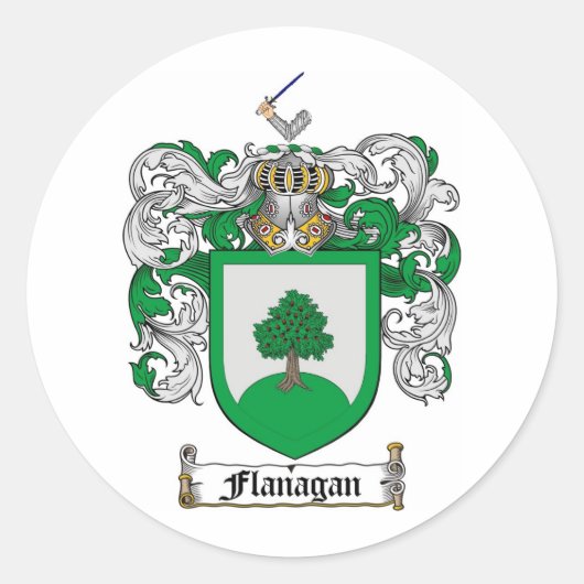 FLANAGAN FAMILY CREST - FLANAGAN COAT WAPENS RONDE STICKER (Voorkant)