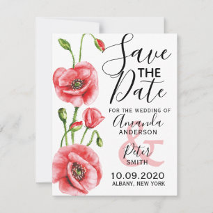 Flanders Poppy Elegant Waterverf Wedding Save The Date