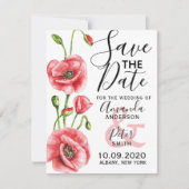 Flanders Poppy Elegant Waterverf Wedding Save The Date (Voorkant)