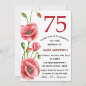 Flanders Poppy Waterverf 75ste verjaardagsfeest Kaart (Voorkant)