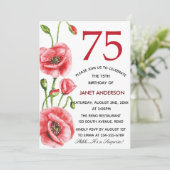 Flanders Poppy Waterverf 75ste verjaardagsfeest Kaart (Staand voorkant)