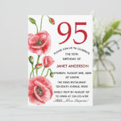 Flanders Poppy Waterverf 95ste verjaardagsfeest Kaart (Staand voorkant)