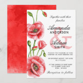 Flanders Poppy Waterverf Typography Wedding Kaart (Voorkant / Achterkant)