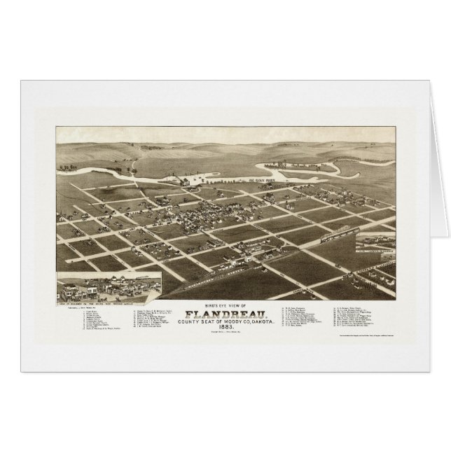 Flandreau, SD Panoramic Map - 1883 (Voorkant Horizontaal)