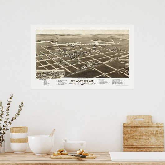 Flandreau, SD Panoramic Map - 1883 Poster (Keuken)