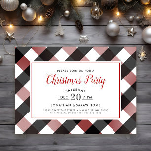 Flanel Border Christmas Party Kaart