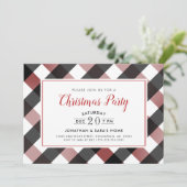 Flanel Border Christmas Party Kaart (Staand voorkant)