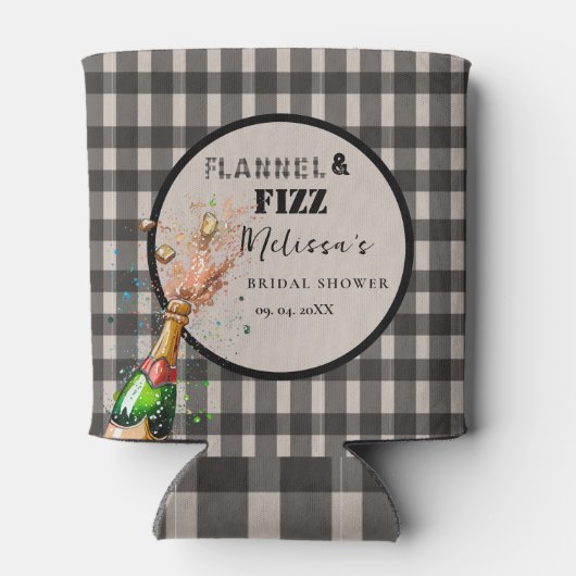 Flanel & bruis winter zwart & wit bruidsdouche blikjeskoeler (Achterkant)