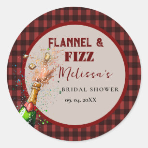 Flanel & bruisende winter rode & zwarte bruidsdouc ronde sticker