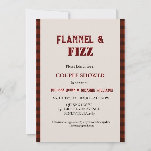 Flanel & bruisende winter rood & zwart Koppel brui Kaart (Voorkant)