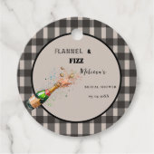 Flanel & bruisende winter zwarte & witte bruidsdou bedankjes labels (Voorkant)