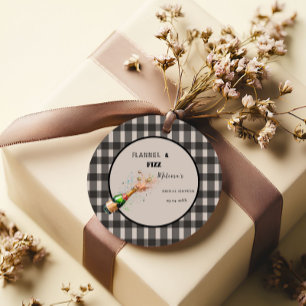 Flanel & bruisende winter zwarte & witte bruidsdou bedankjes labels