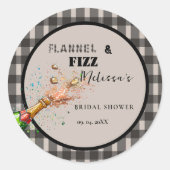 Flanel & bruisende winter zwarte & witte bruidsdou ronde sticker (Voorkant)