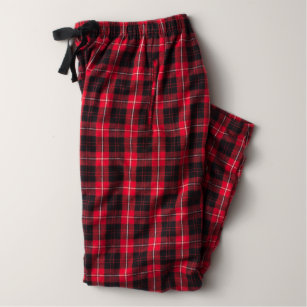 Flanel damespyjama broek in rood en zwart pyjamabroeken